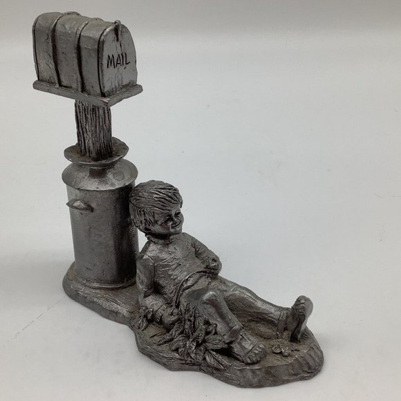Michael Ritter Vintage Pewter Boy at Mailbox - Picture 10 of 12